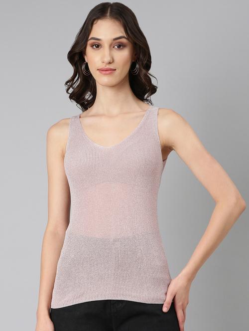 peach acrylic sleeveless top - 20383098 - Standard Image - 0