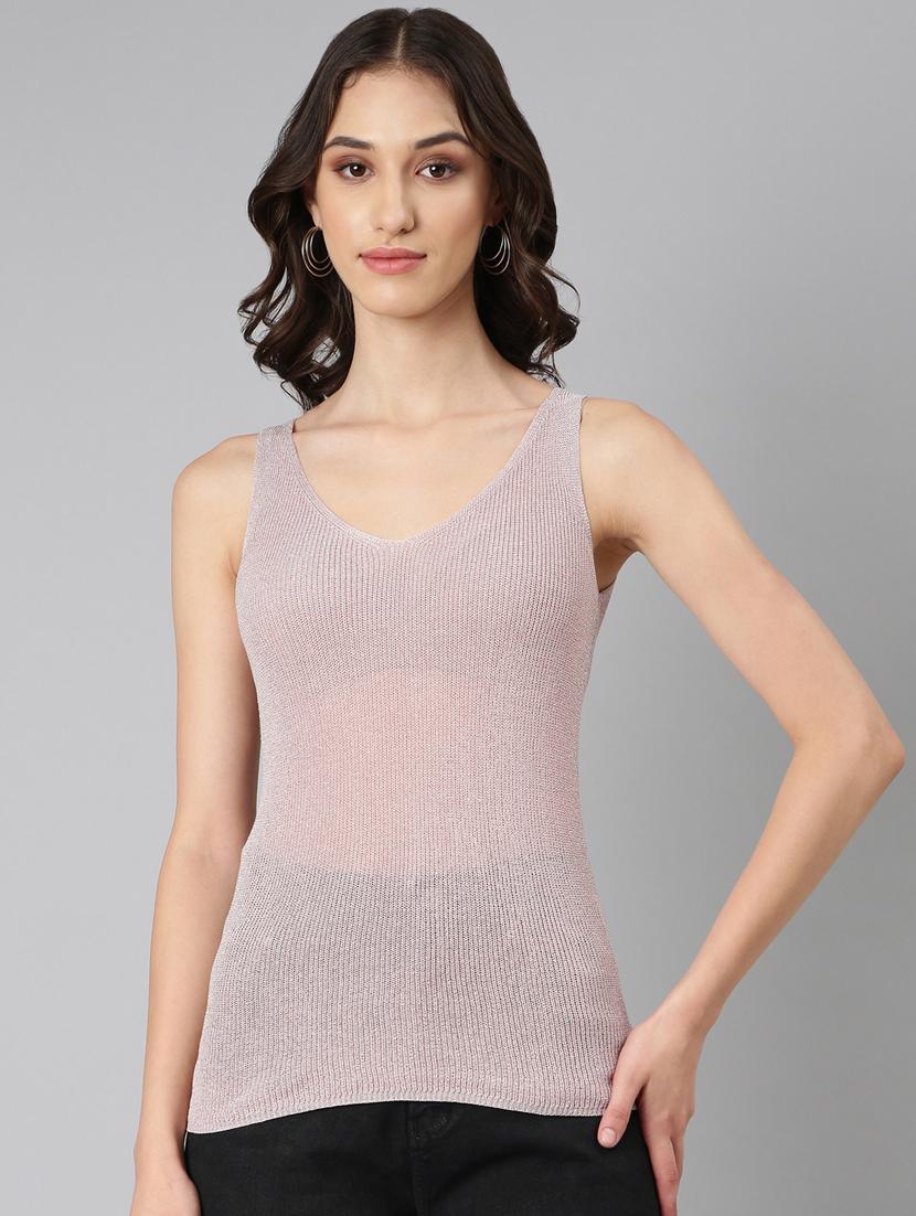 peach acrylic sleeveless top - 20383098 - Zoom Image - 0