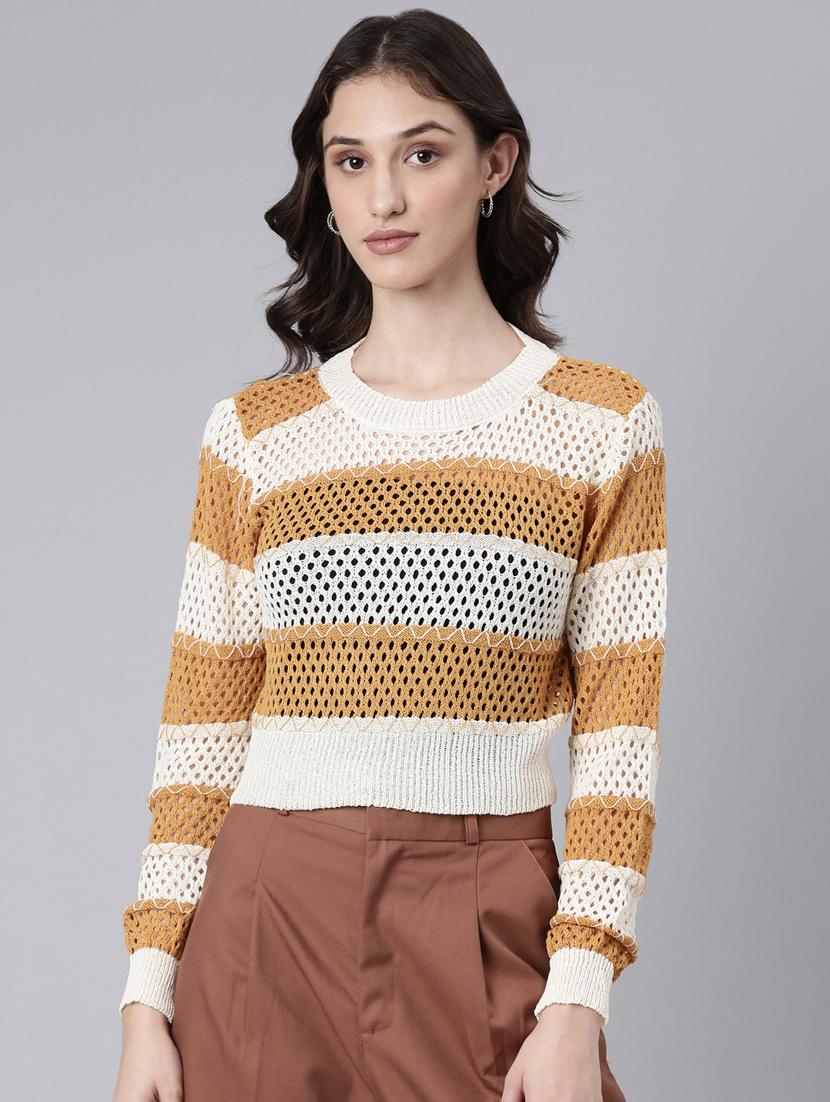 women multi color striped acrylic regular top - 20383099 - Zoom Image - 0