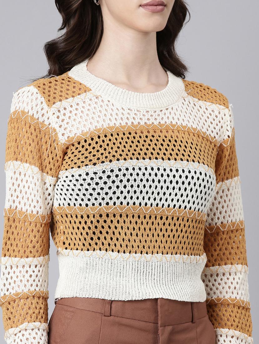 women multi color striped acrylic regular top - 20383099 - Standard Image - 5