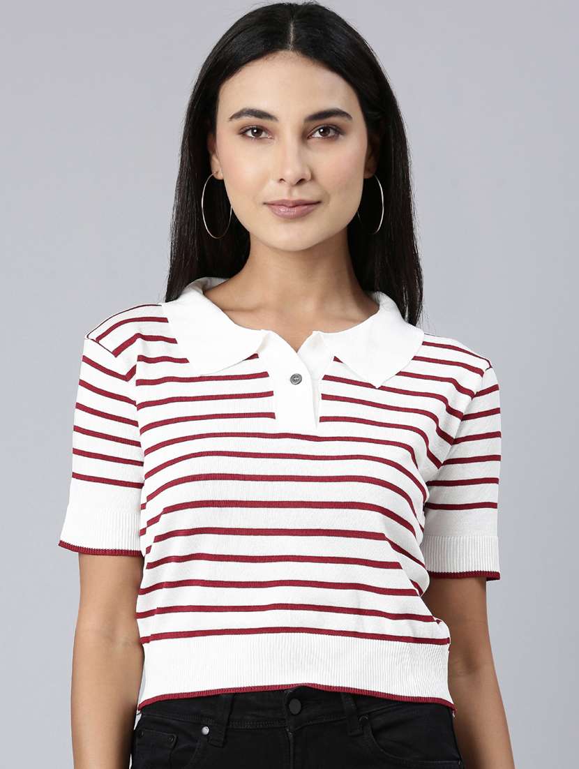 white striped casual top - 20383101 -  Zoom Image - 0