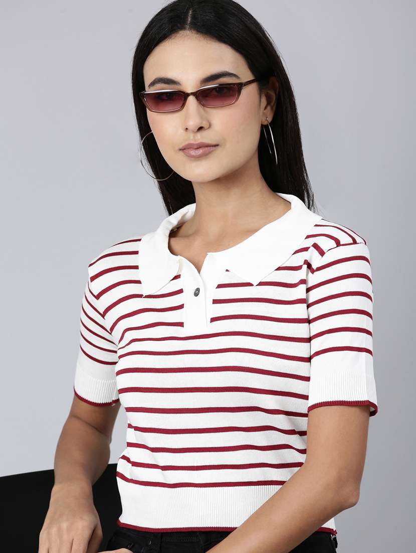 white striped casual top - 20383101 -  Standard Image - 3