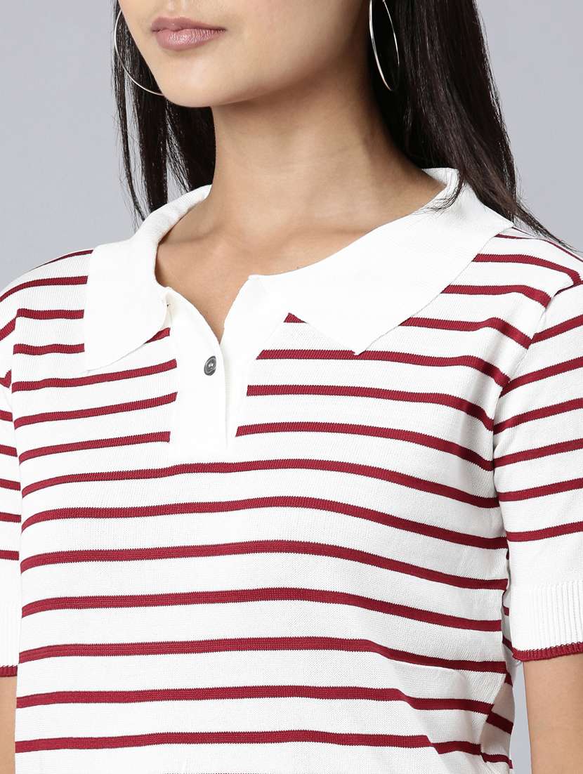 white striped casual top - 20383101 -  Standard Image - 5