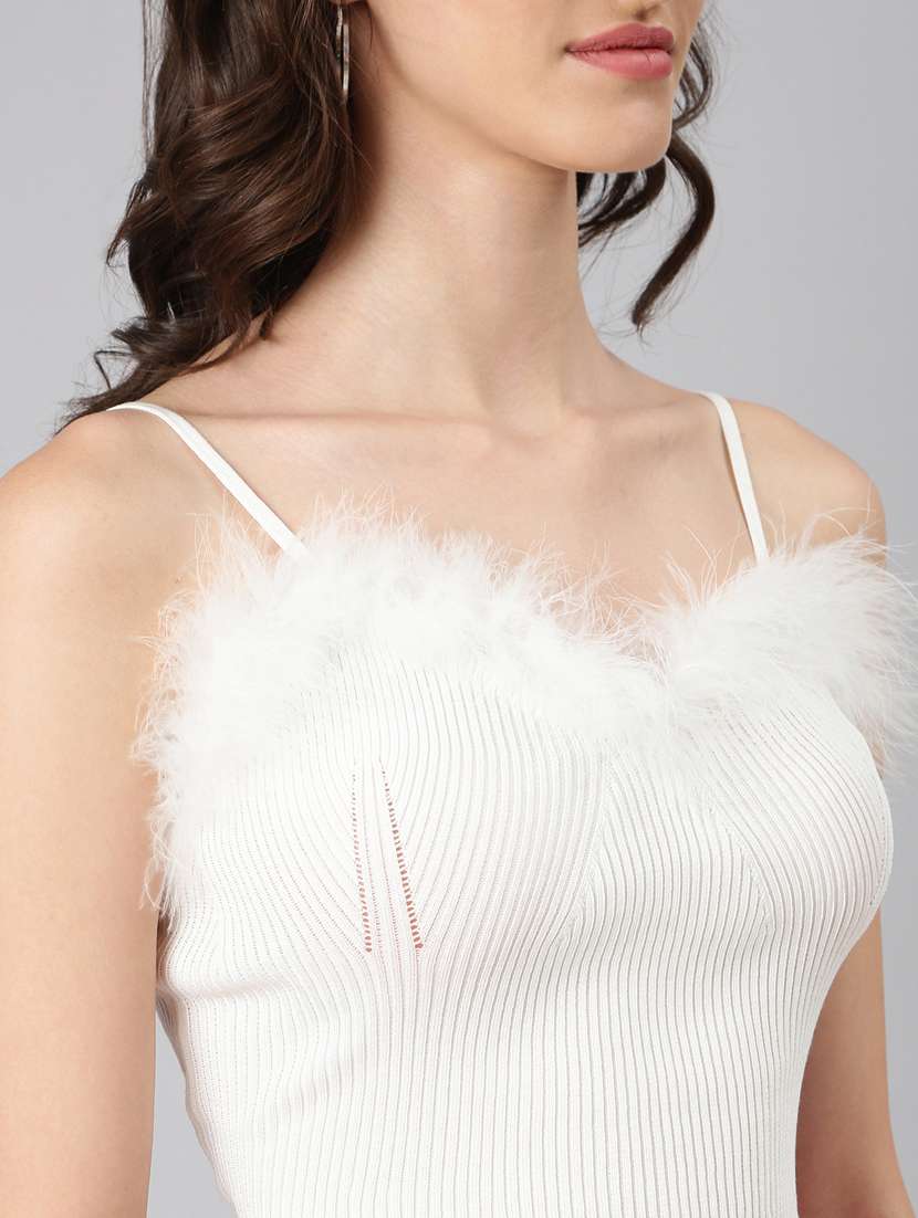 white solid acrylic crop top - 20383103 -  Standard Image - 5