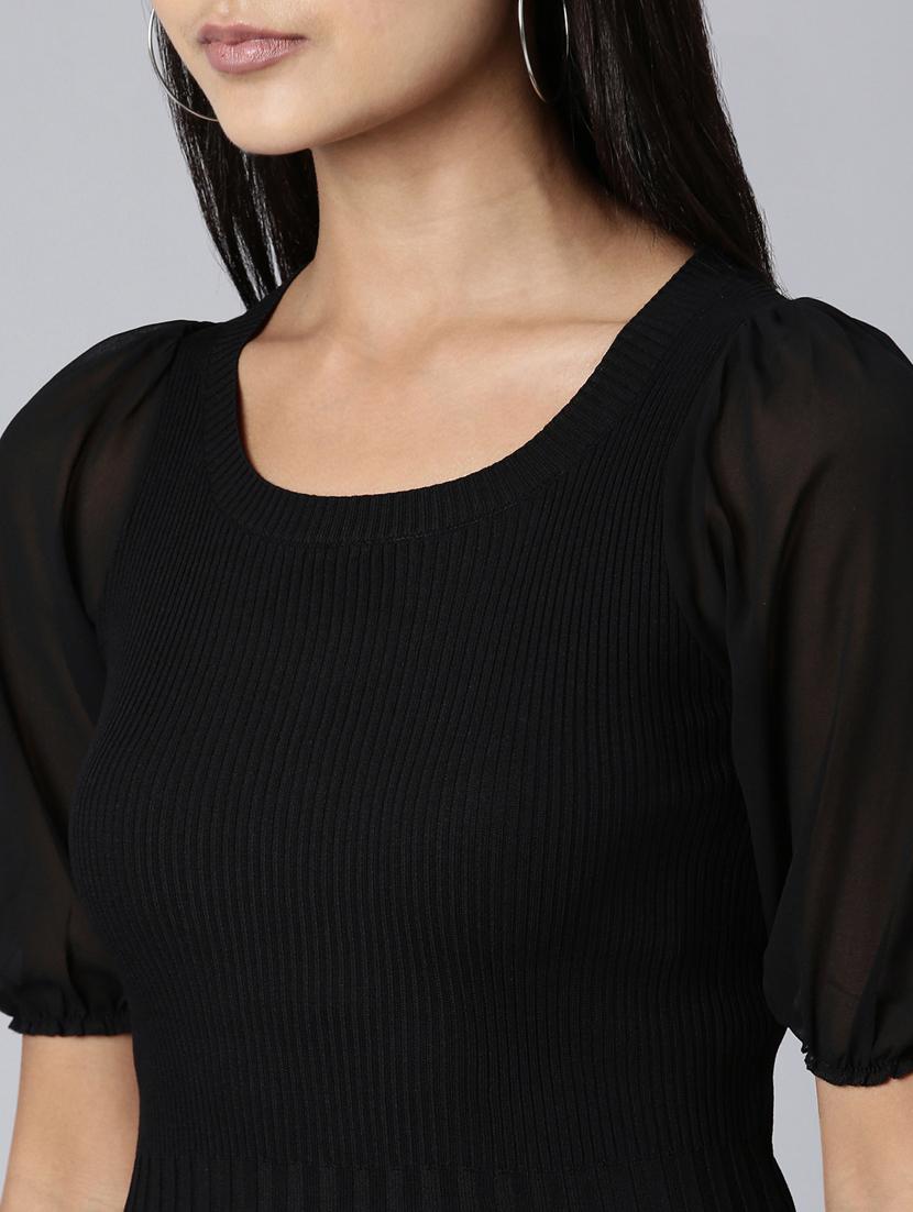 black solid crop top - 20383106 - Standard Image - 5