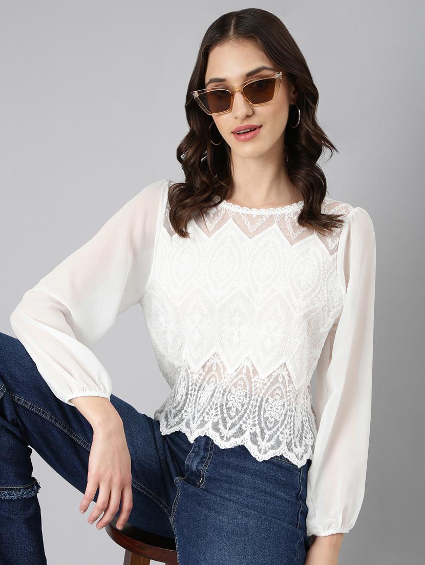 women white round neck long sleeves top - 20383110 - Standard Image - 3