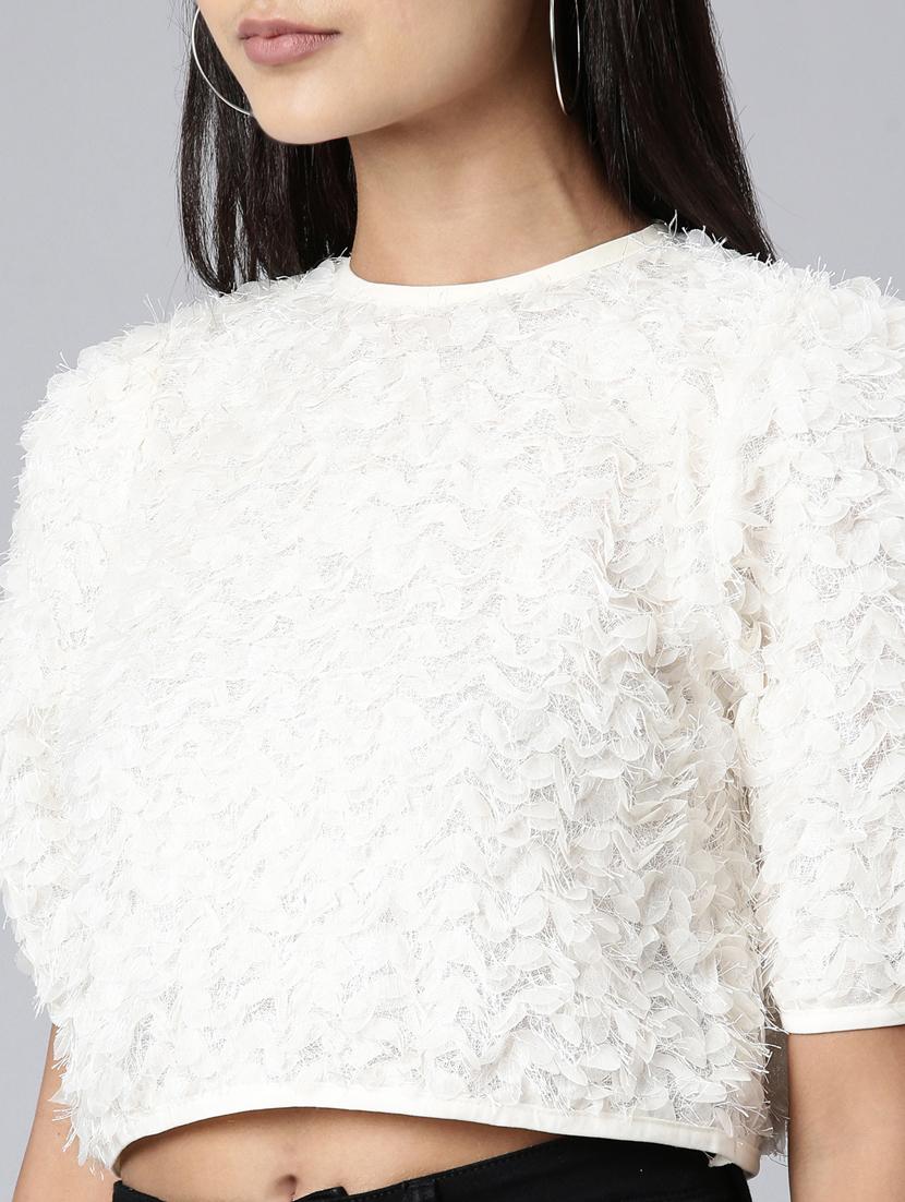 women white crew neck crop top - 20383111 - Standard Image - 5