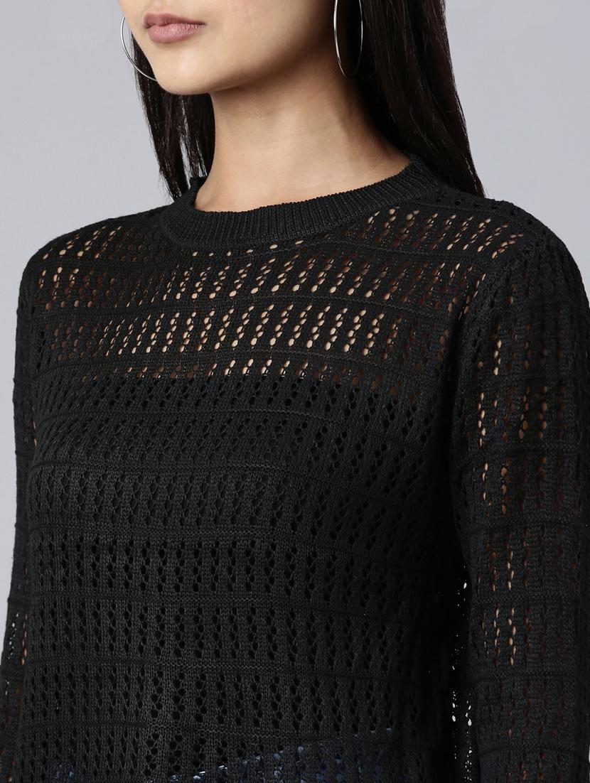 black acrylic long sleeve top - 20383117 - Standard Image - 5