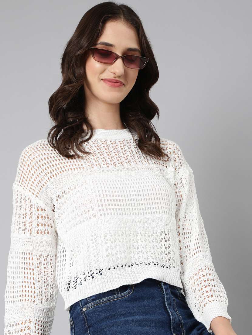 women white acrylic crop top - 20383119 -  Standard Image - 3