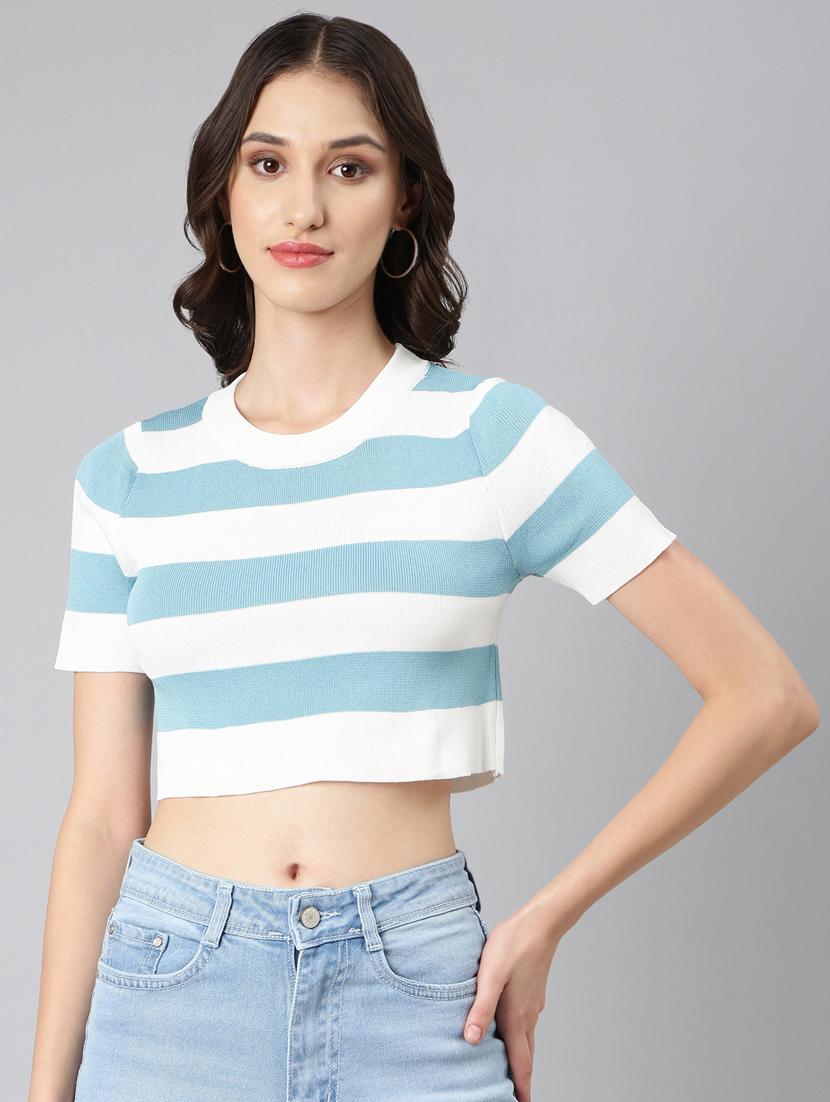 color block crop top - 20383126 - Zoom Image - 0
