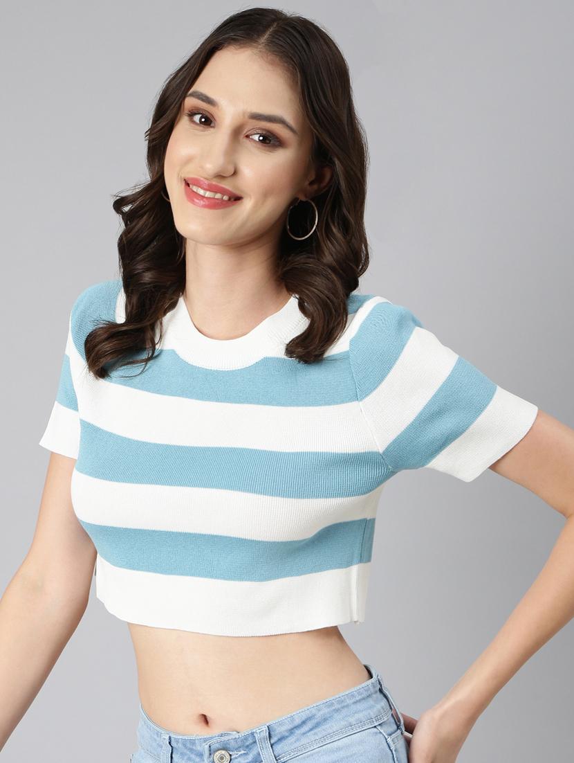 color block crop top - 20383126 - Standard Image - 3