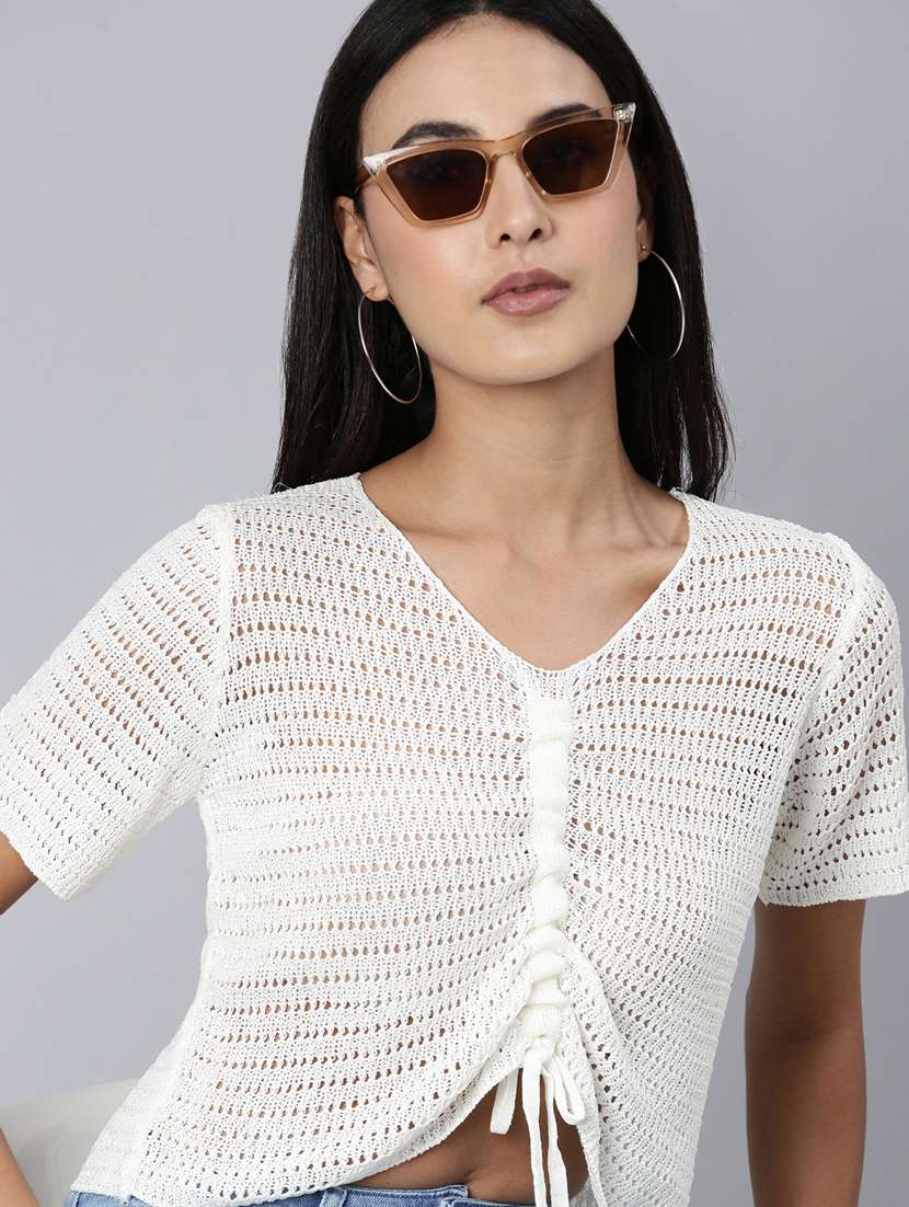 white acrylic crop top - 20383138 -  Standard Image - 3