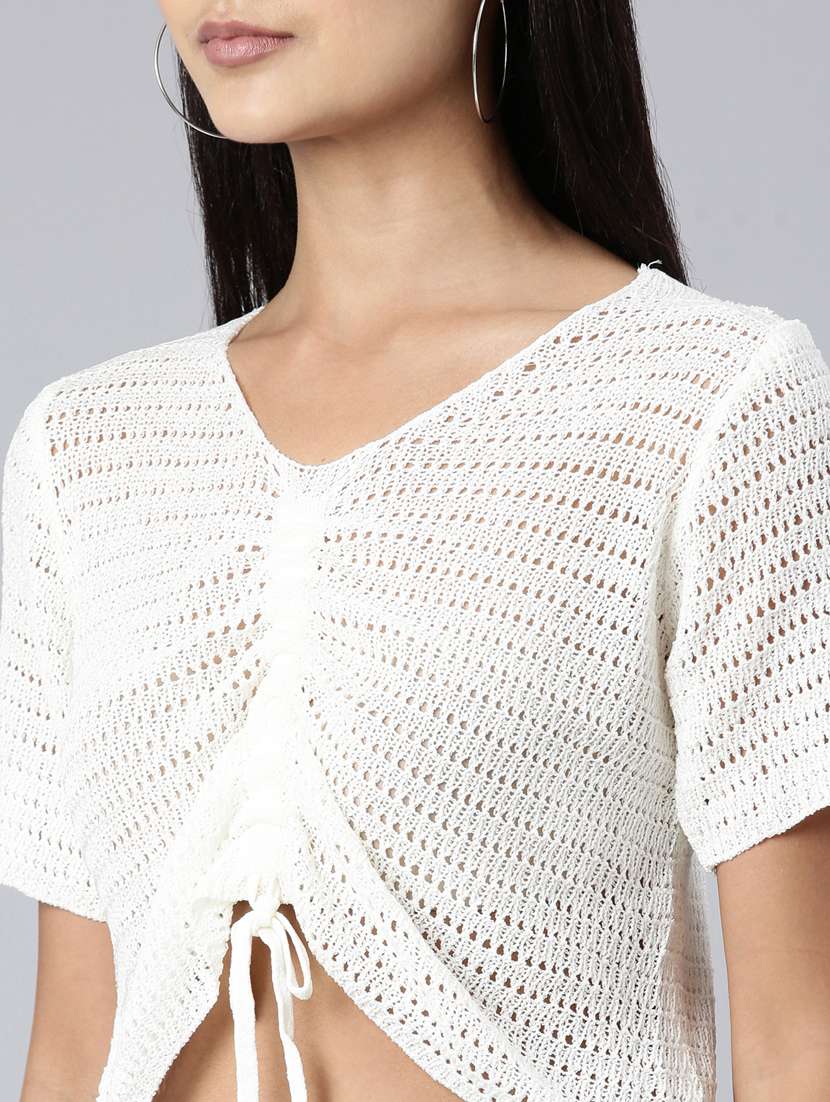white acrylic crop top - 20383138 -  Standard Image - 5