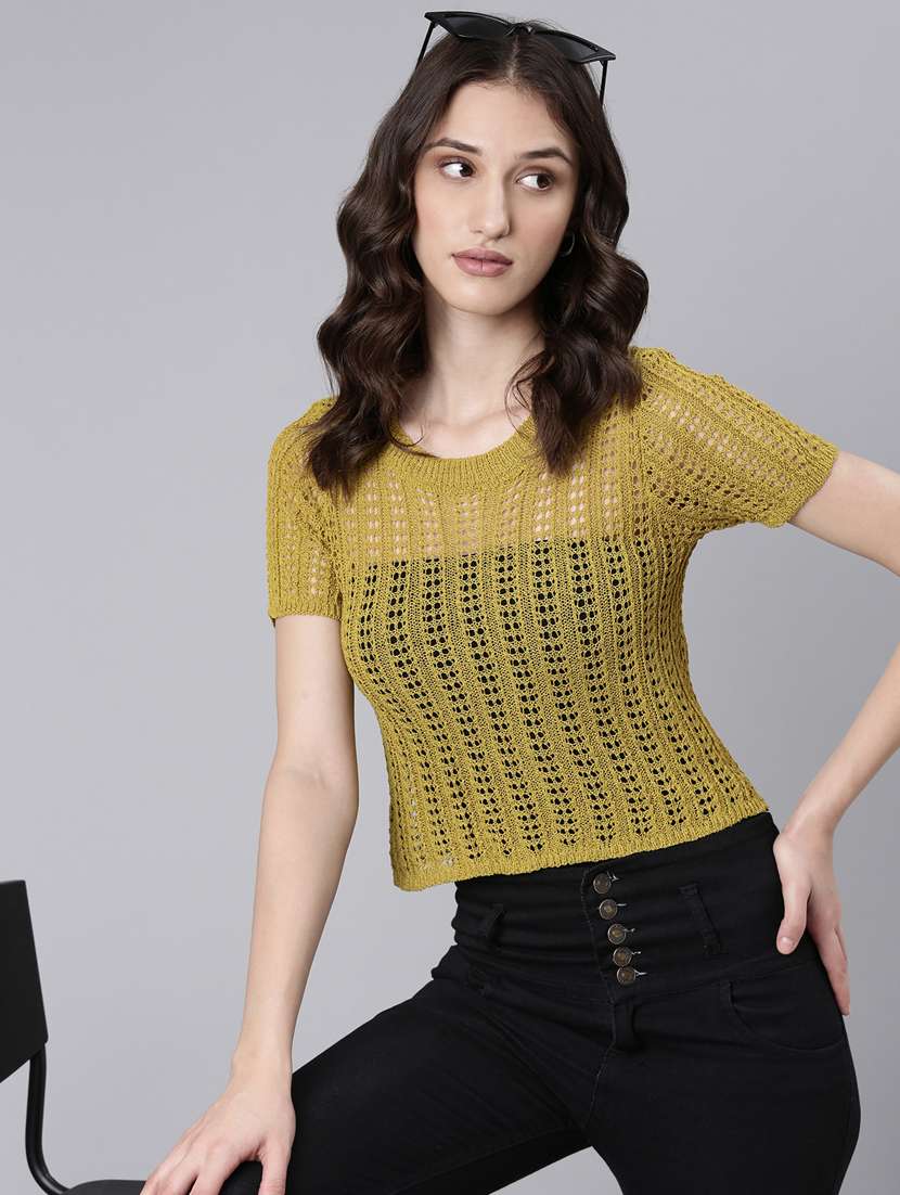 olive crochet crop top - 20383140 - Standard Image - 3