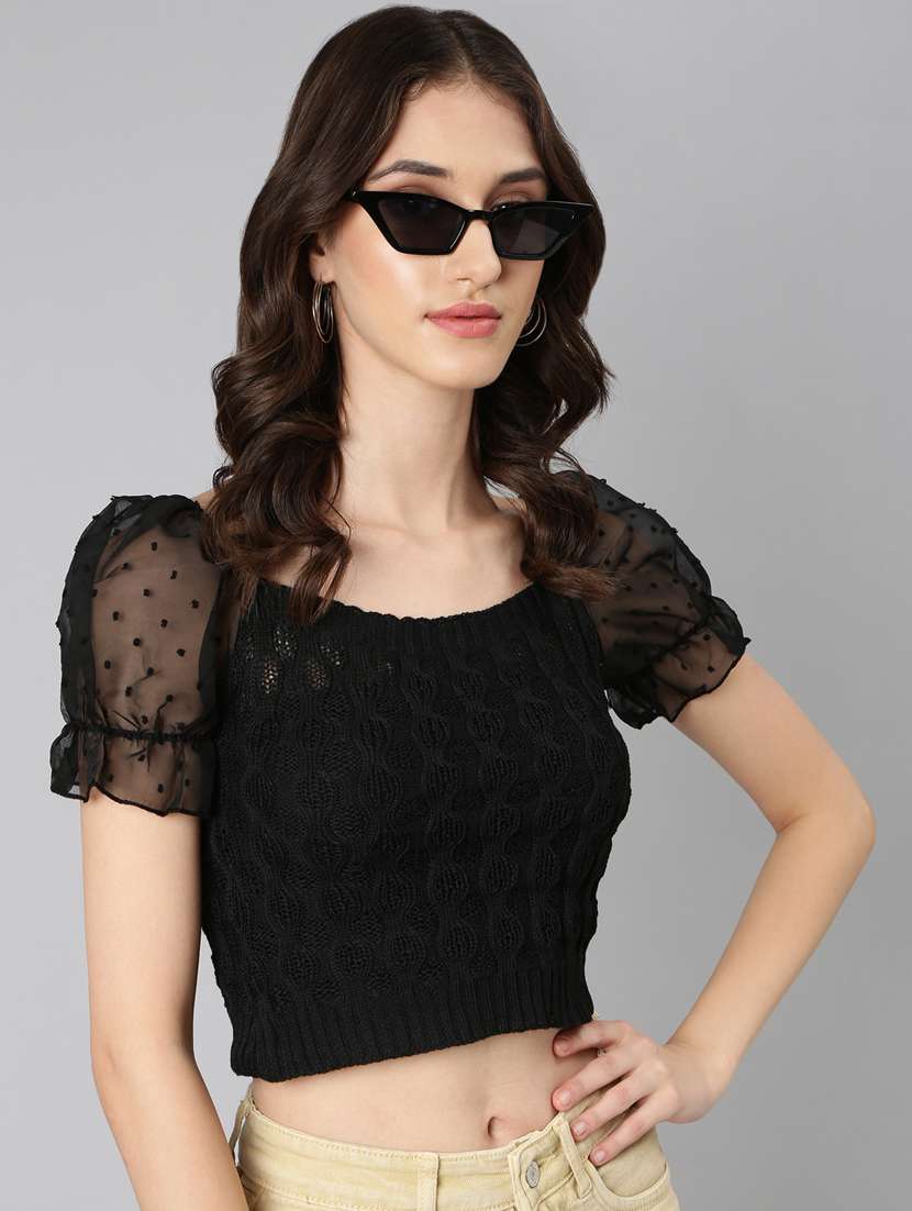 women black acrylic regular top - 20383149 -  Standard Image - 3