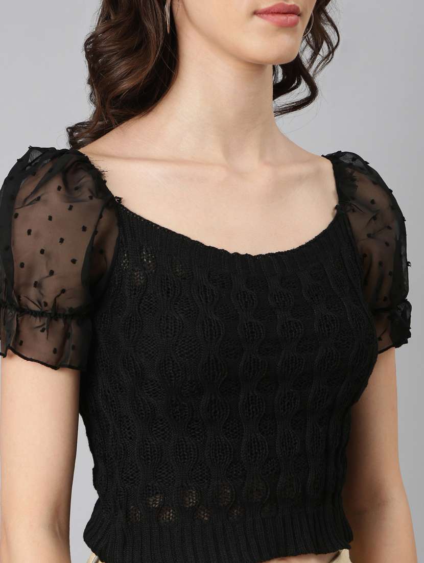 women black acrylic regular top - 20383149 -  Standard Image - 5