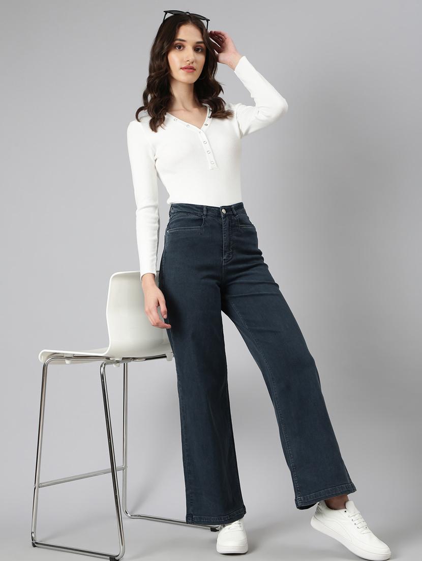 women's plain straight fit jeans - 20383154 - Standard Image - 3