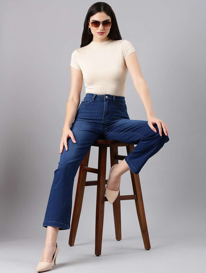 women's plain straight fit jeans - 20383167 -  Standard Image - 3