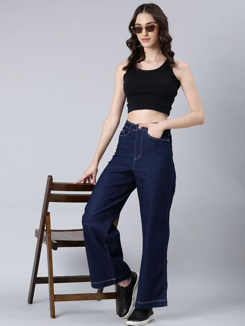 women's plain wide leg jeans - 20383178 -  Standard Image - 3