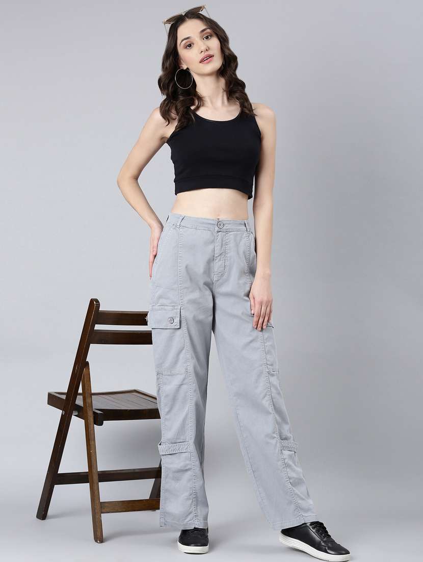 women's plain cargo jeans - 20383192 -  Standard Image - 3