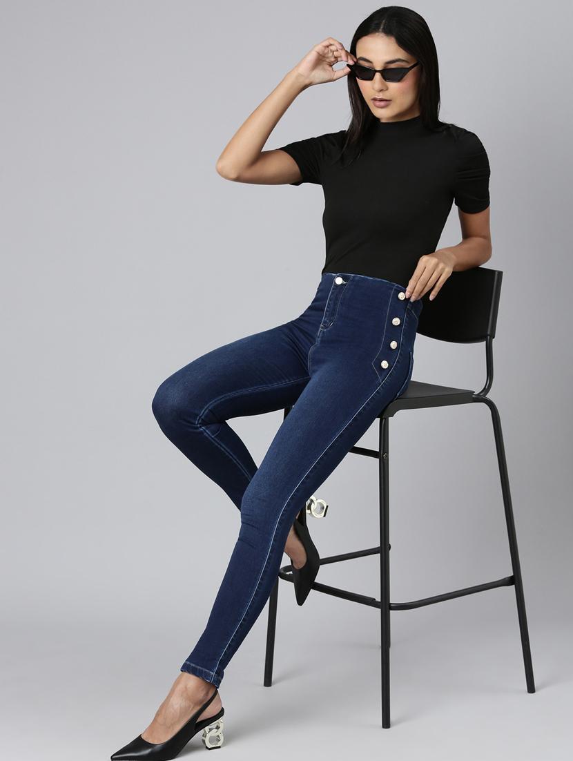 women's plain skinny fit jeans - 20383195 - Standard Image - 3