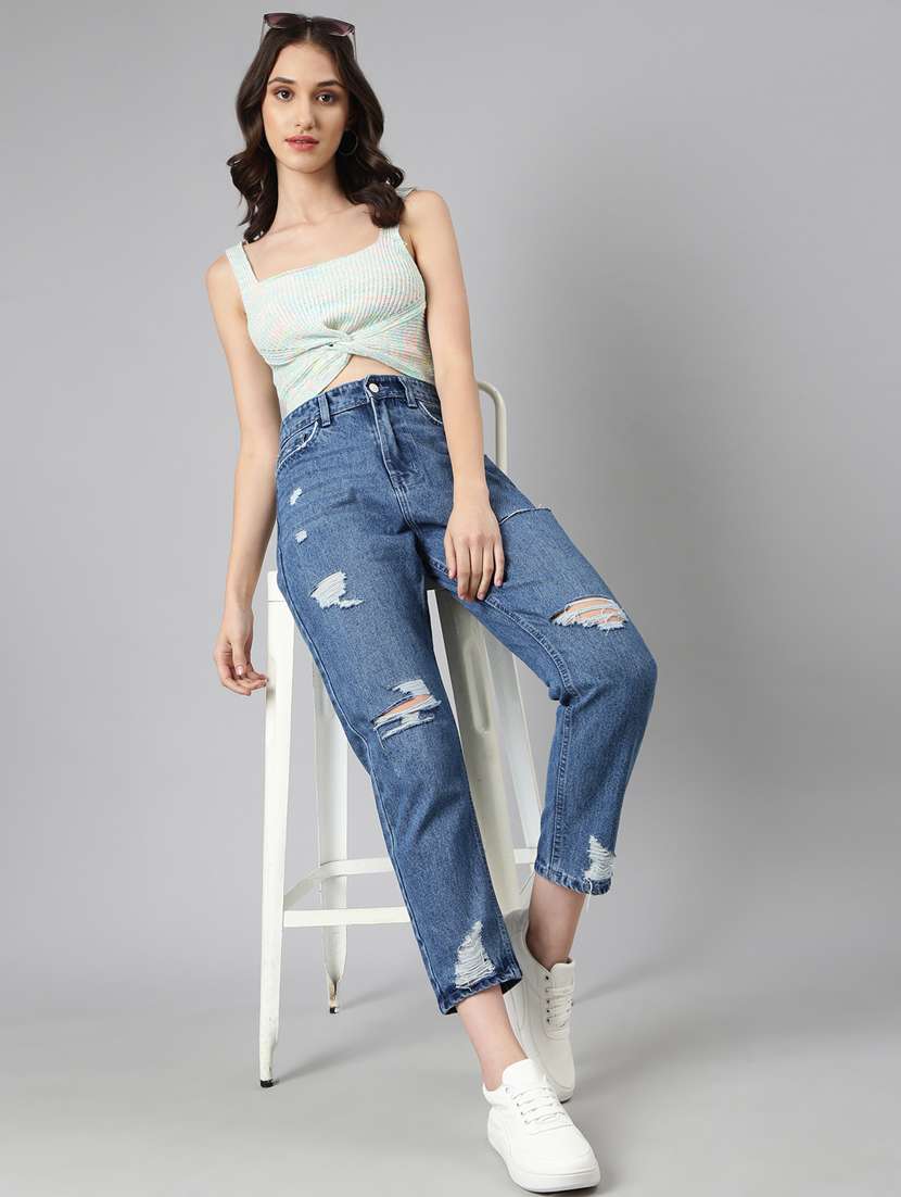 women's distress mom fit jeans - 20383210 -  Standard Image - 3