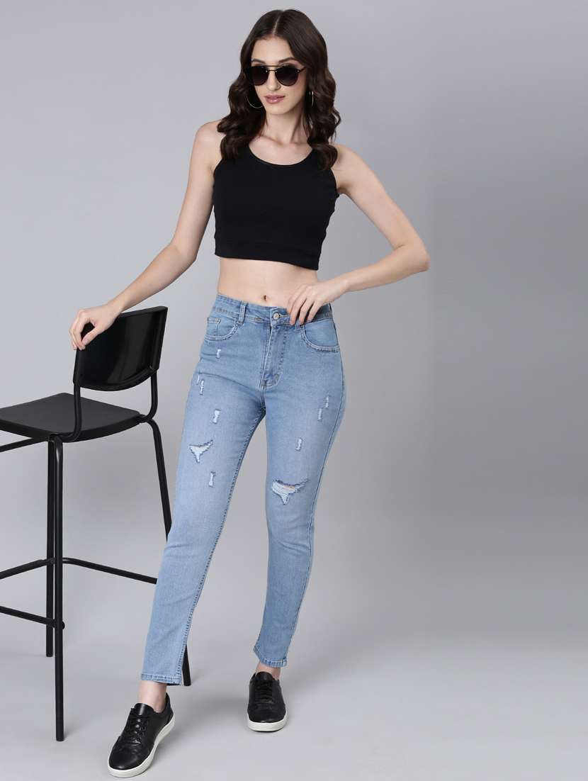 women's distress slim fit jeans - 20383256 -  Standard Image - 3