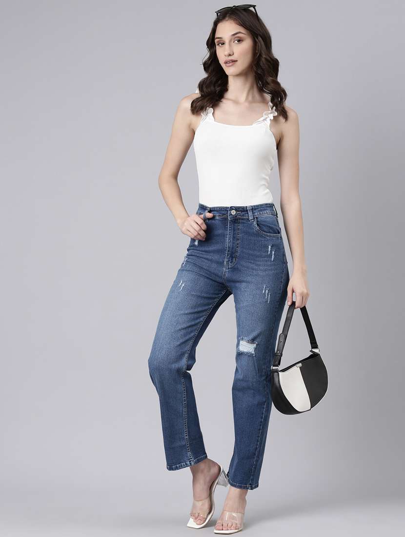 women's distress straight fit jeans - 20383277 -  Standard Image - 3