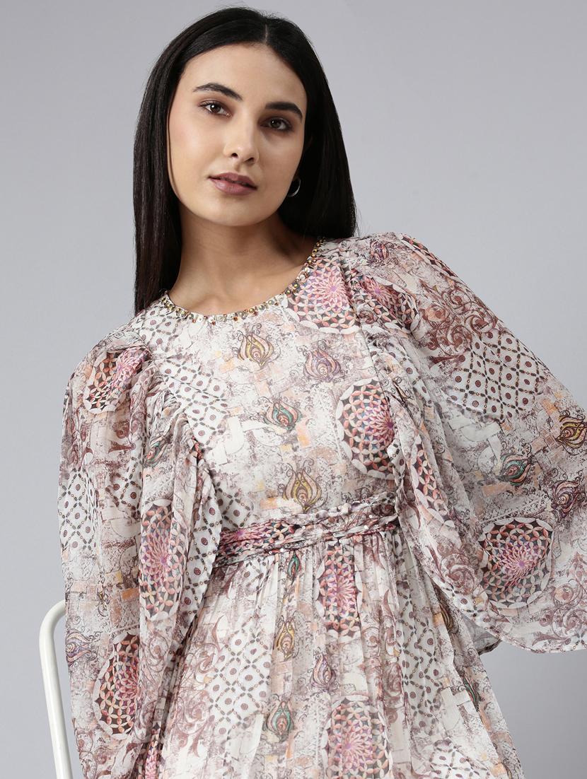 women multi color printed cotton fit & flare dress - 20383286 - Standard Image - 3