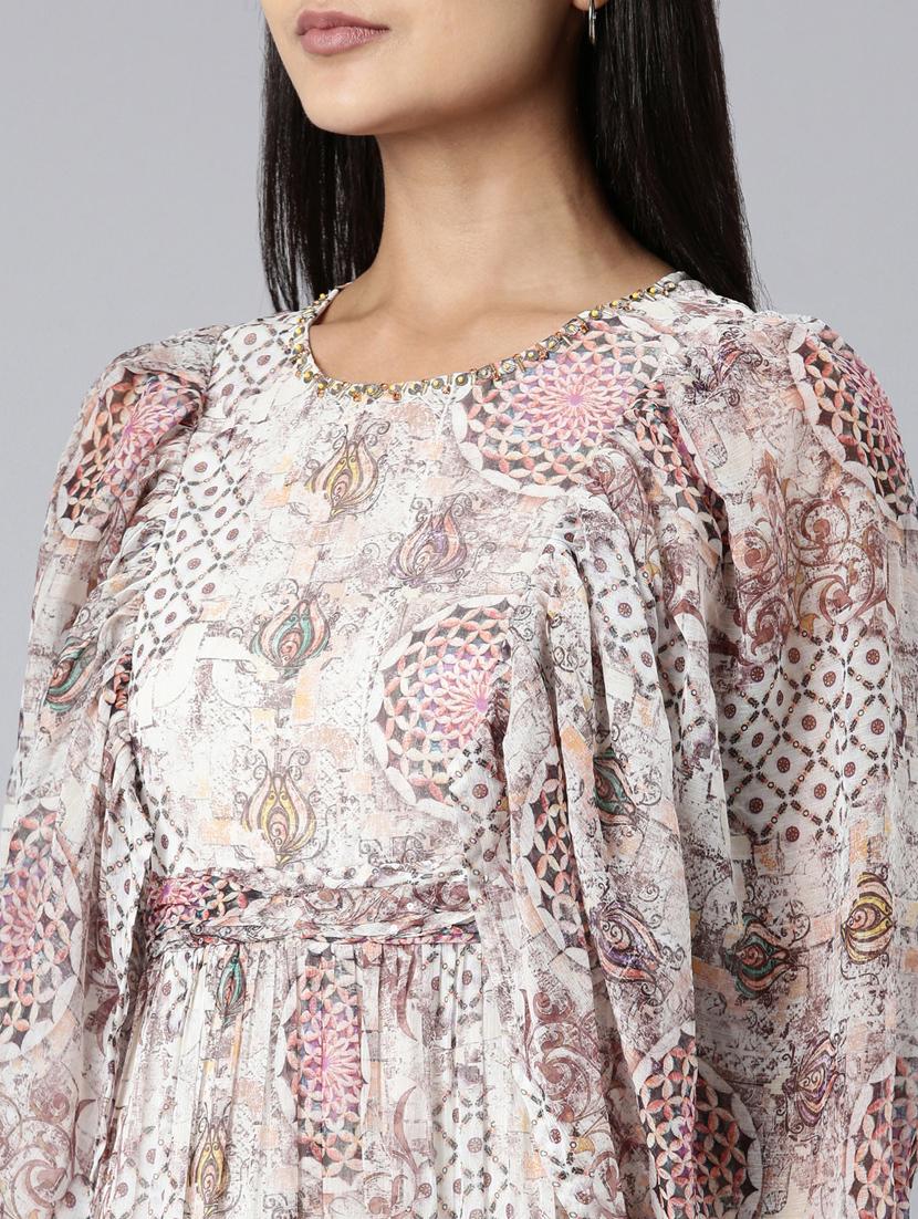 women multi color printed cotton fit & flare dress - 20383286 - Standard Image - 5