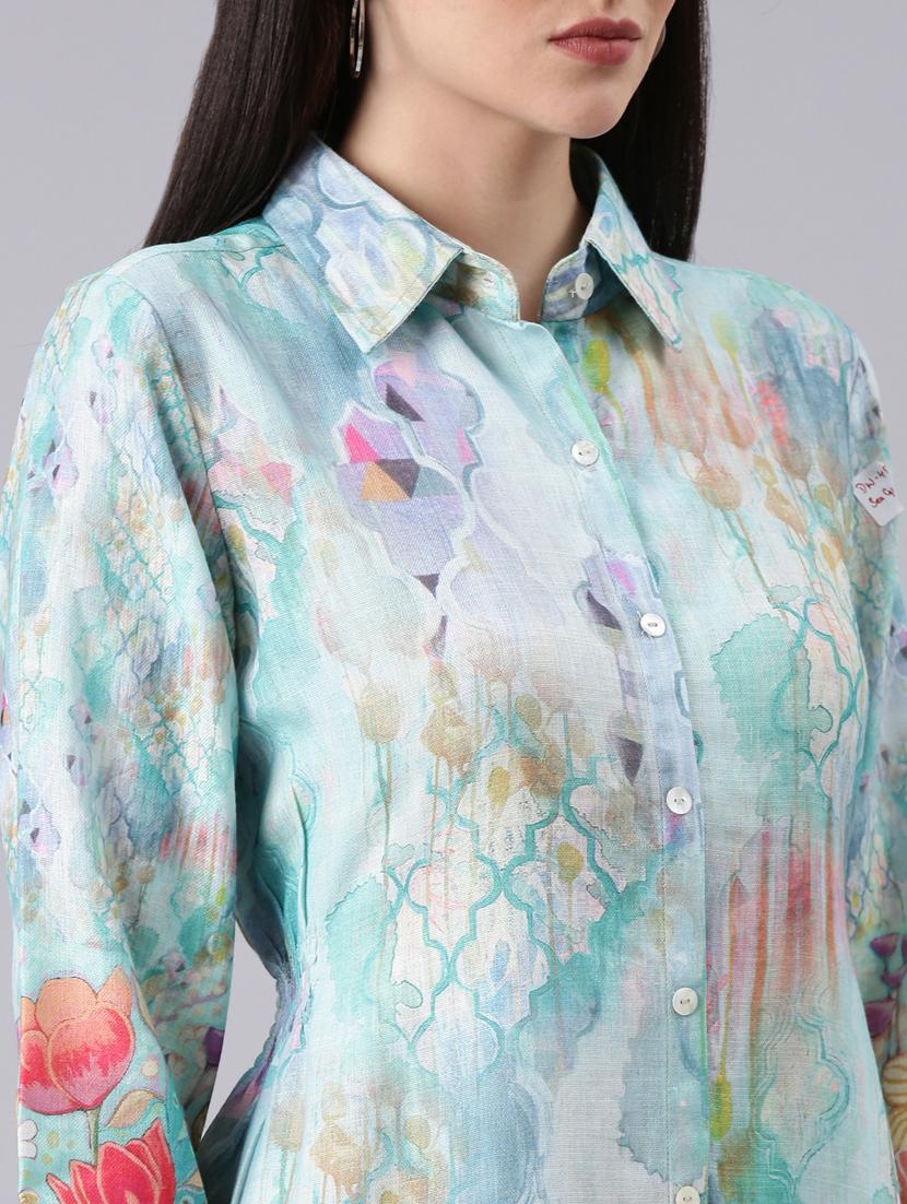blue floral shirt dress - 20383292 - Standard Image - 5