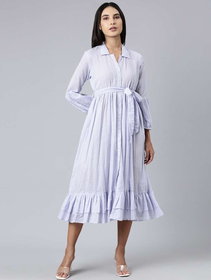 women lavender striped tiered dress - 20383302 - Zoom Image - 0