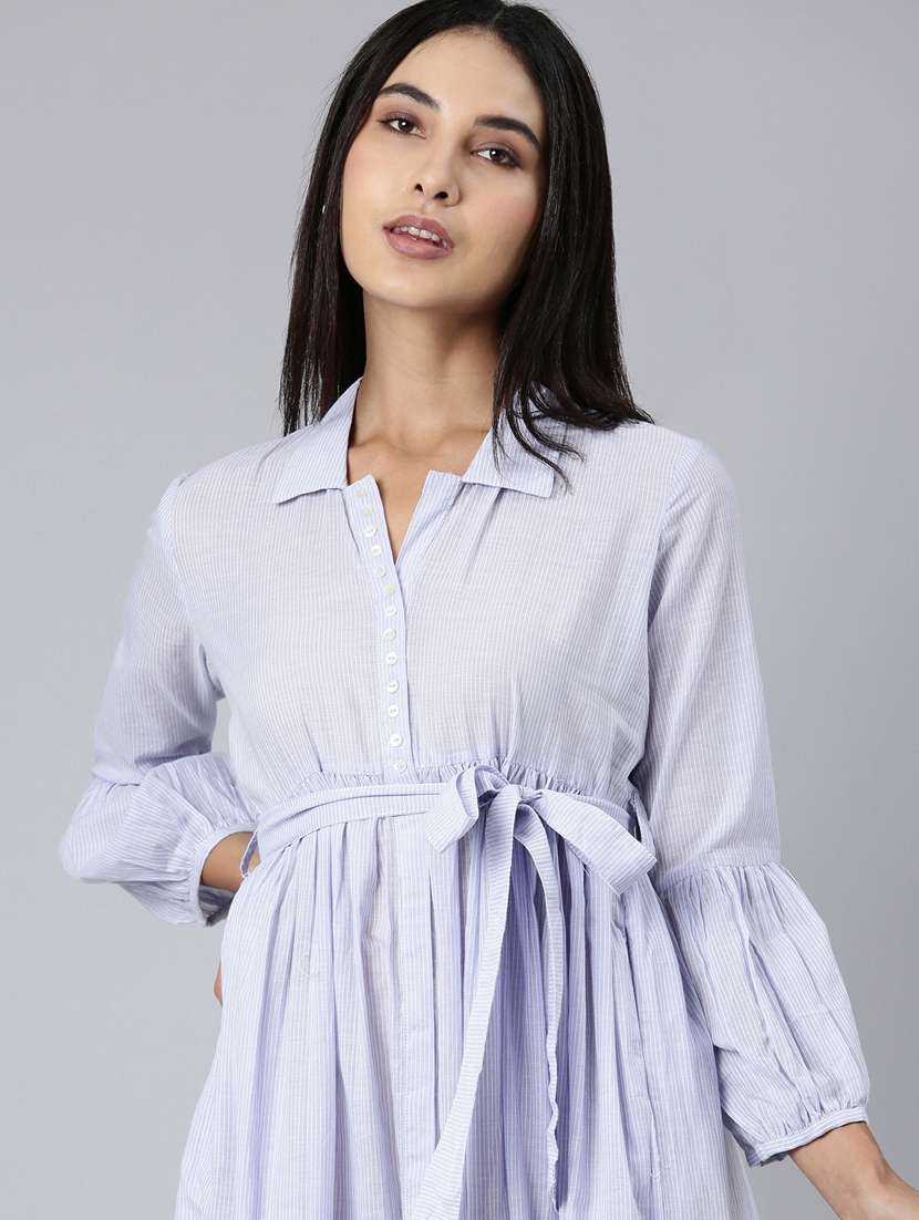 women lavender striped tiered dress - 20383302 - Standard Image - 3