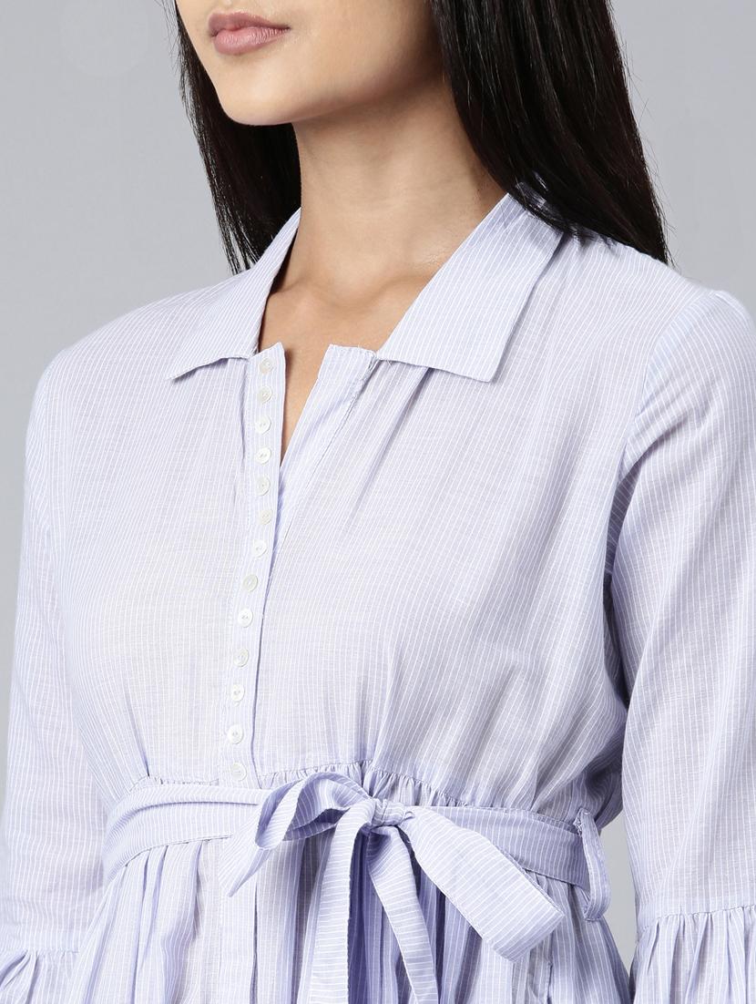 women lavender striped tiered dress - 20383302 - Standard Image - 5