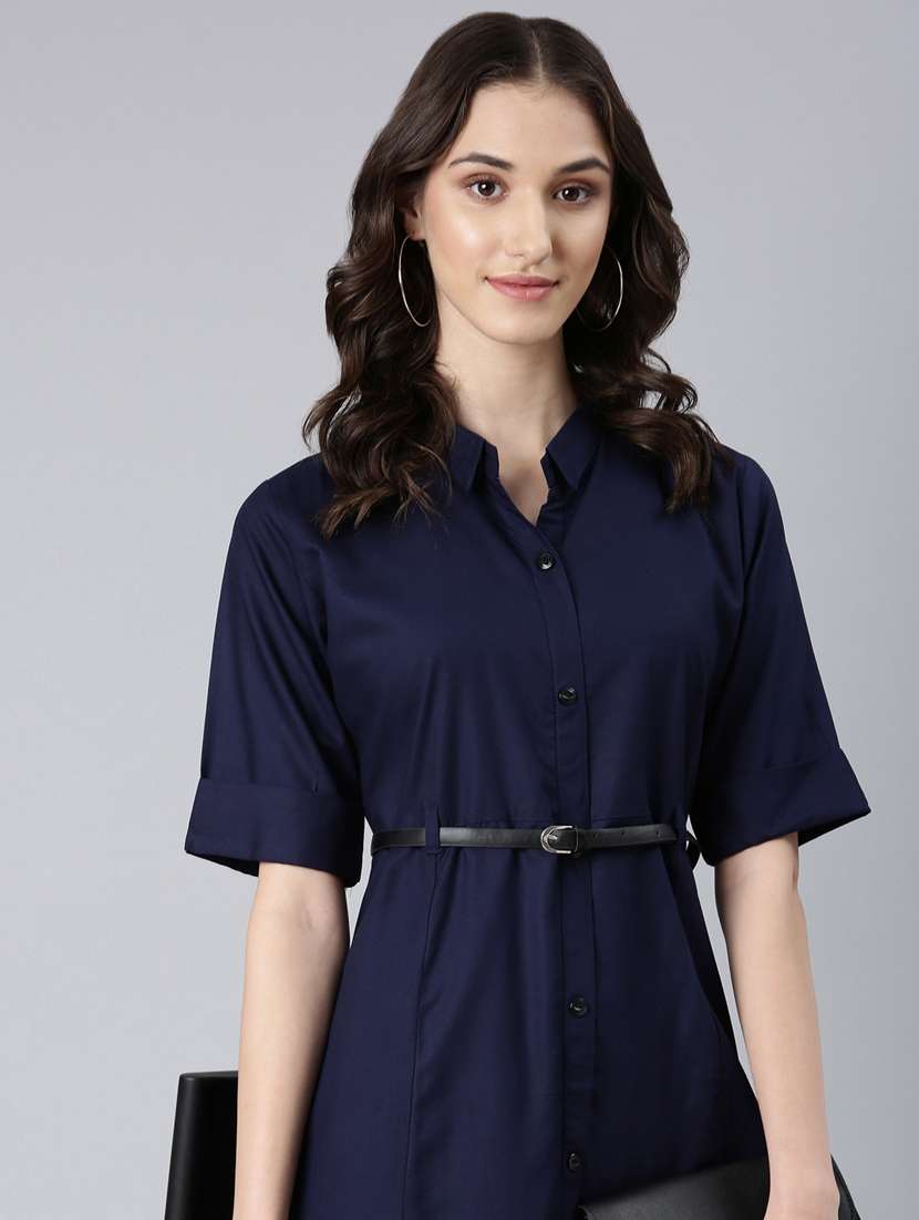 dark blue cotton shirt dress - 20383309 -  Standard Image - 3