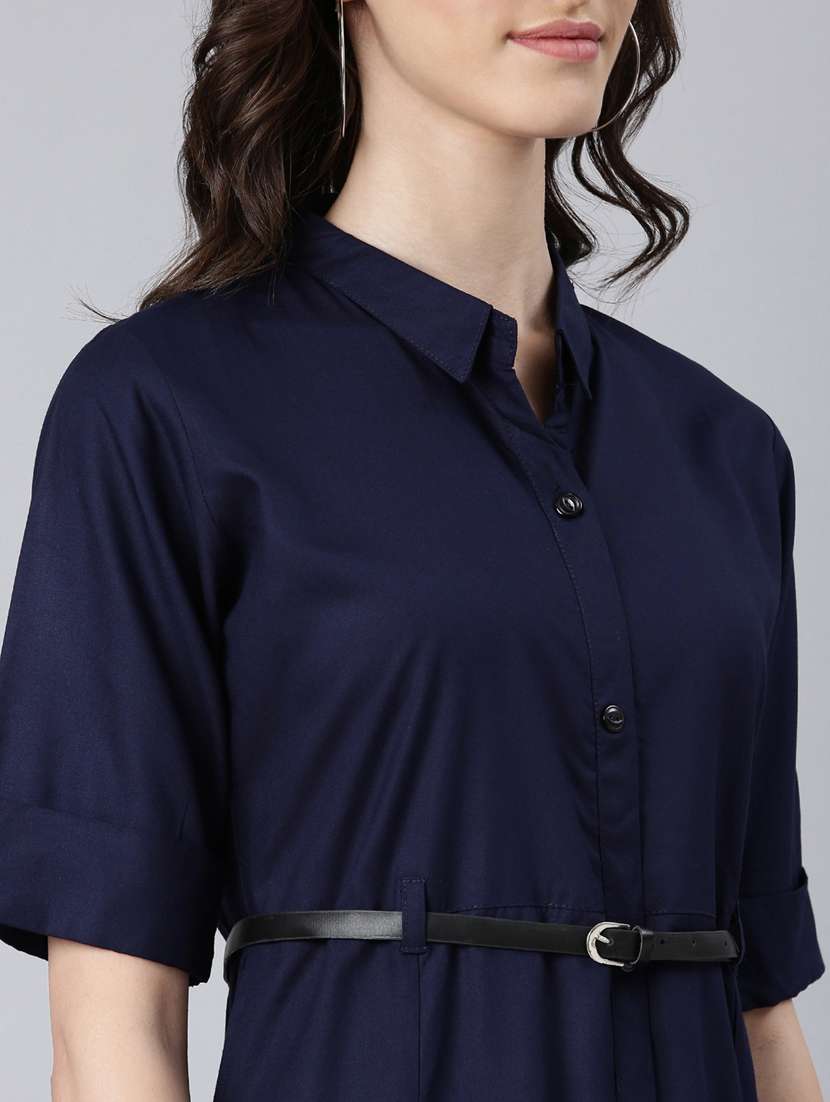 dark blue cotton shirt dress - 20383309 -  Standard Image - 5