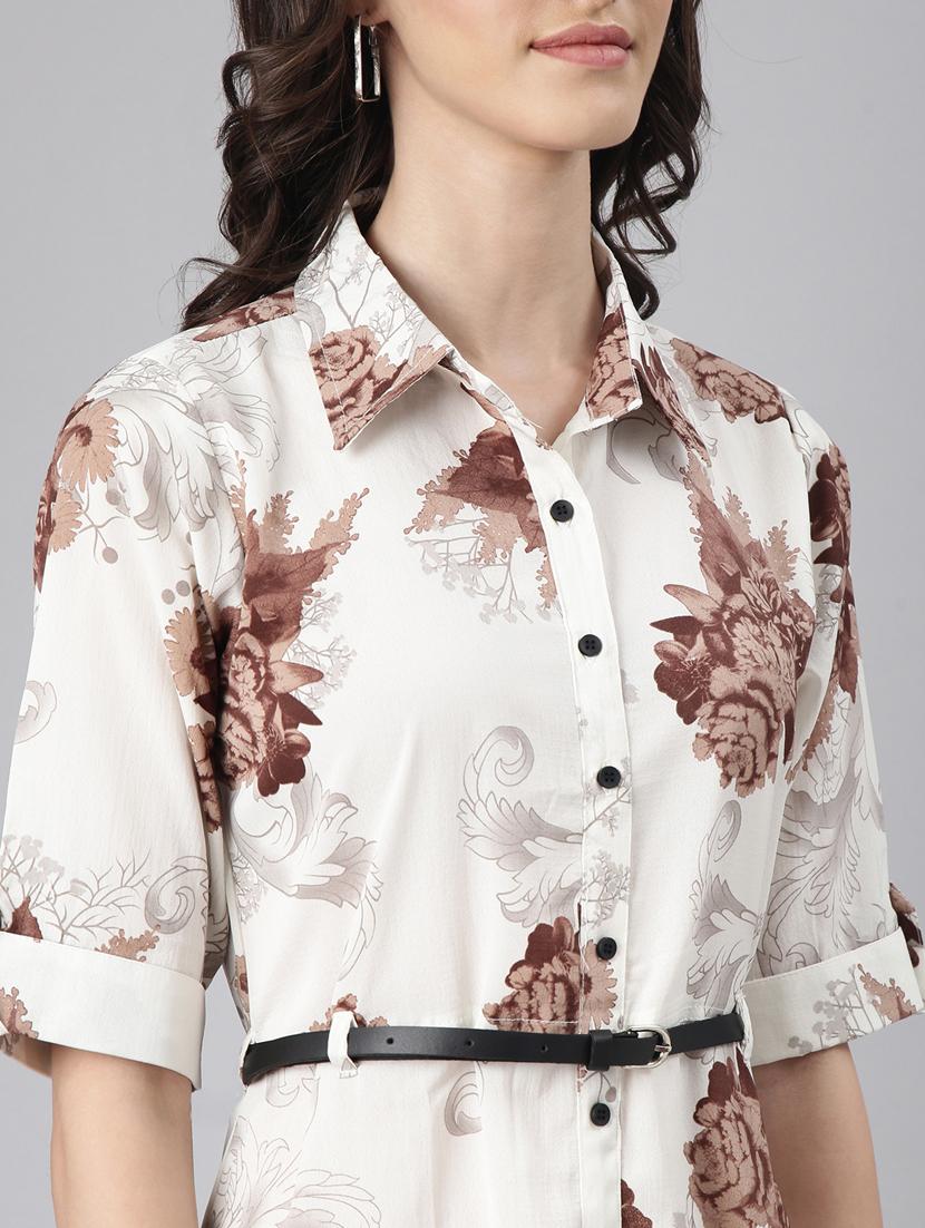 women multi color printed georgette shirt dress - 20383326 - Standard Image - 5