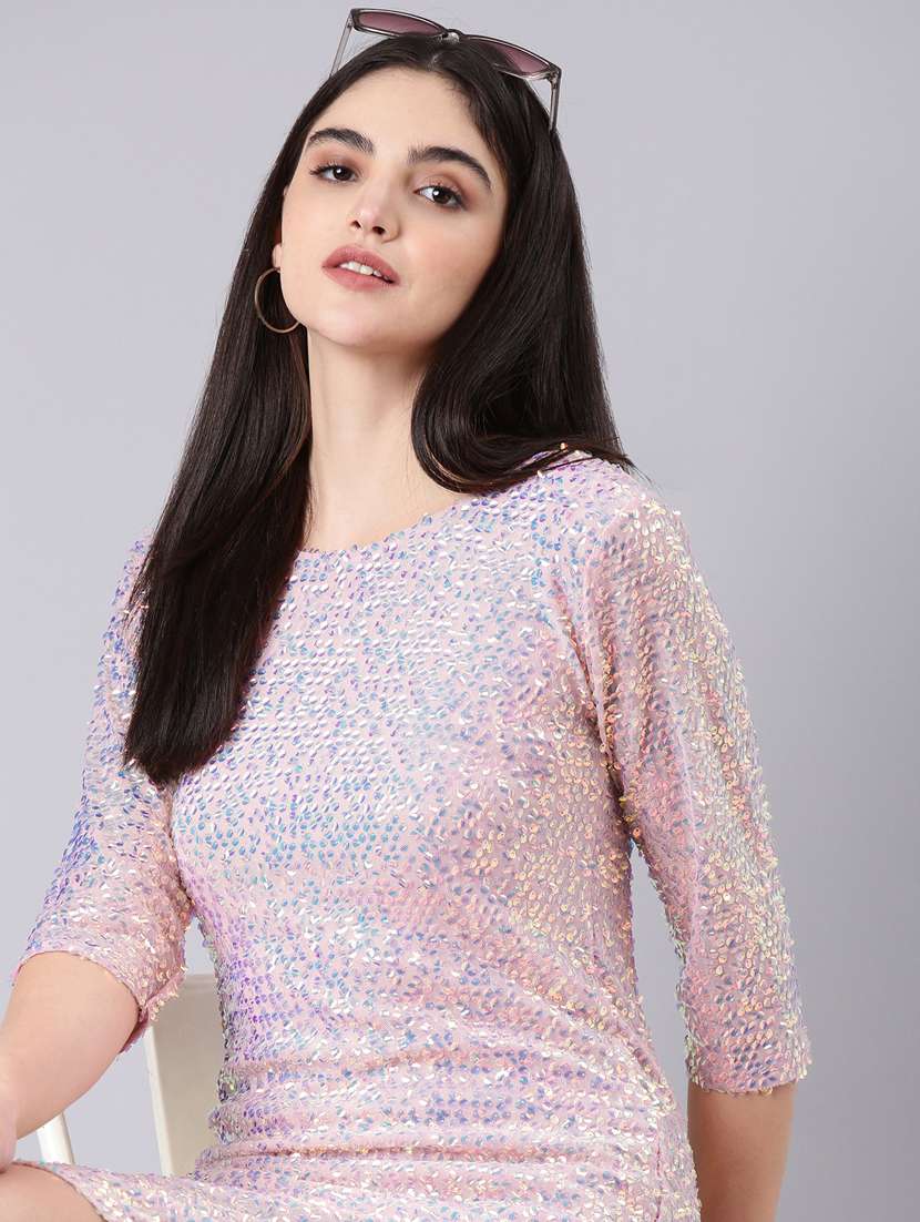 women multi color sequin nylon bodycon dress - 20383330 -  Standard Image - 3