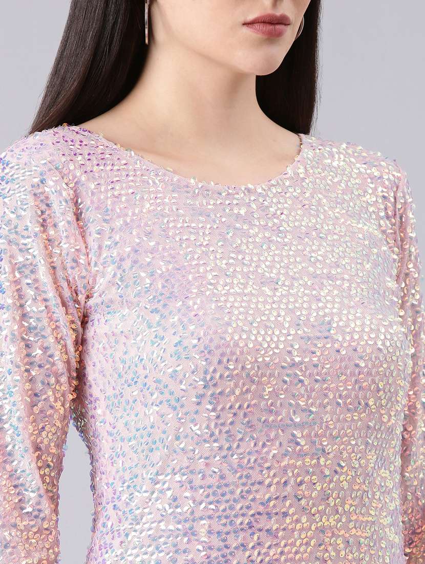 women multi color sequin nylon bodycon dress - 20383330 -  Standard Image - 5