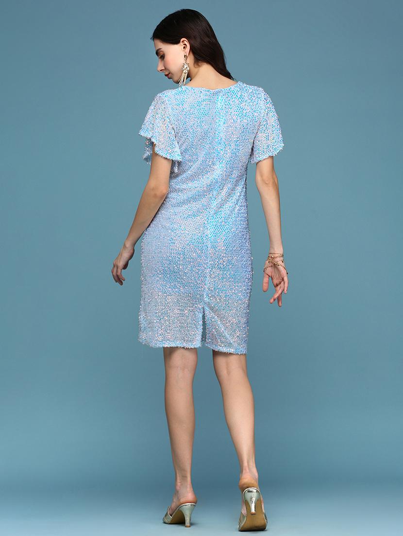 light blue sequined shift dress - 20383332 - Standard Image - 3