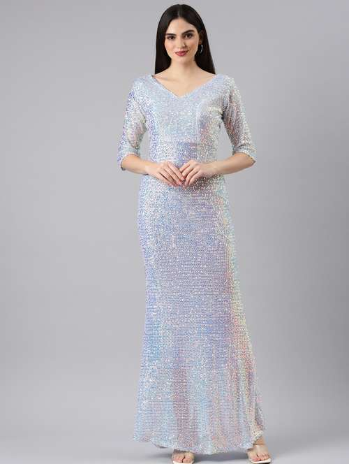 light blue sequined bodycon dress - 20383337 - Standard Image - 0