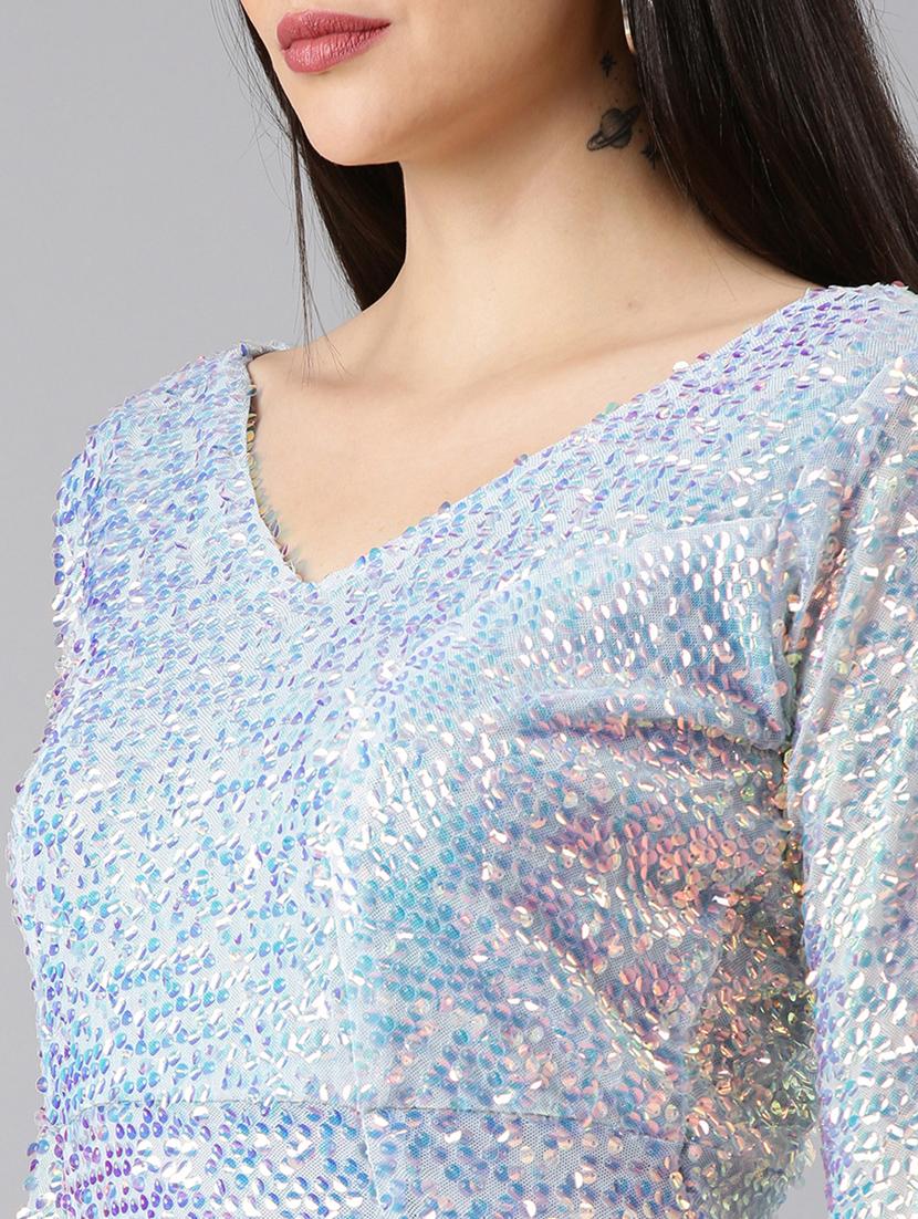 light blue sequined bodycon dress - 20383337 - Standard Image - 5