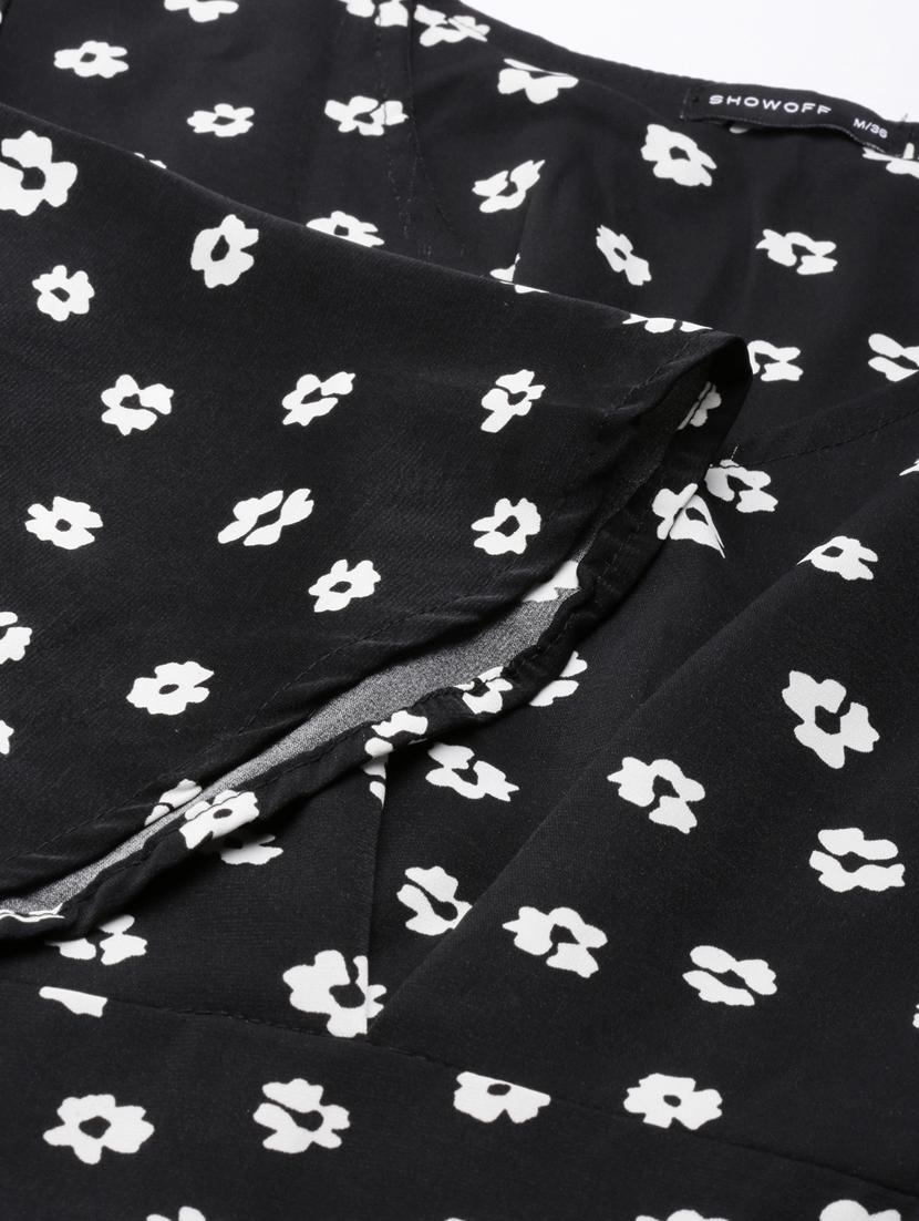 black floral print a-line dress - 20383346 - Standard Image - 8