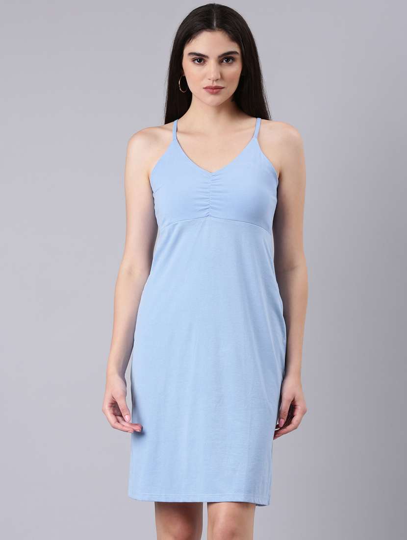 blue solid bodycon dress - 20383351 -  Zoom Image - 0