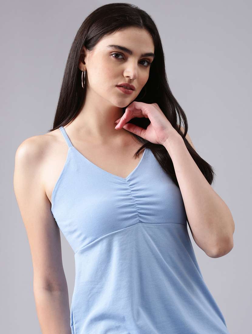 blue solid bodycon dress - 20383351 - Standard Image - 3