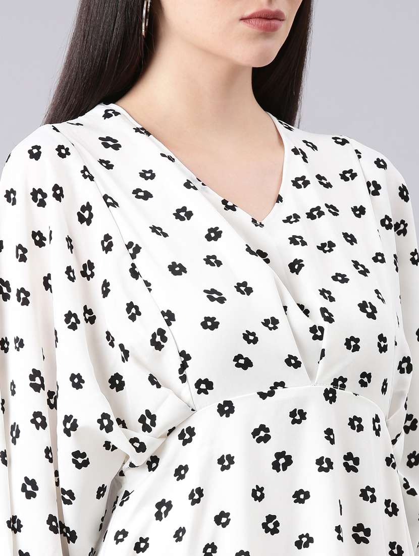 white floral print a-line dress - 20383358 -  Standard Image - 5