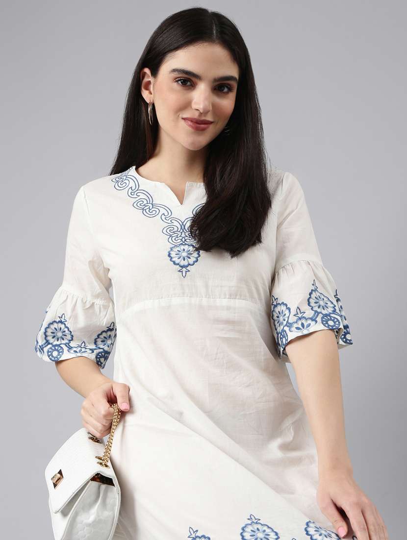 women white cotton a-line dress - 20383362 - Standard Image - 3