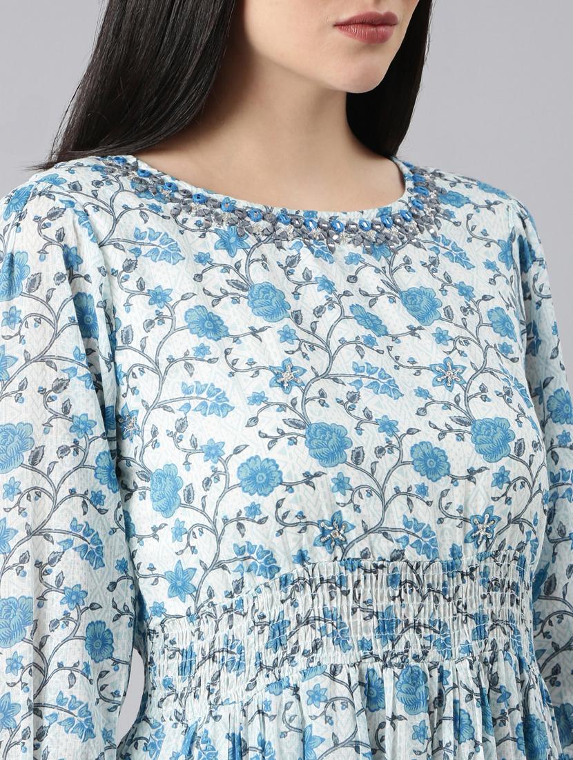 light blue floral tiered dress - 20383369 - Standard Image - 5