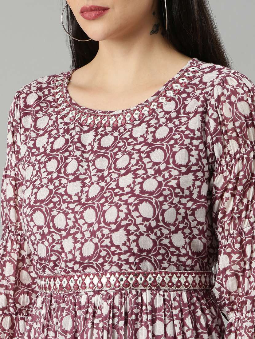 mauve floral tiered dress - 20383373 -  Standard Image - 5