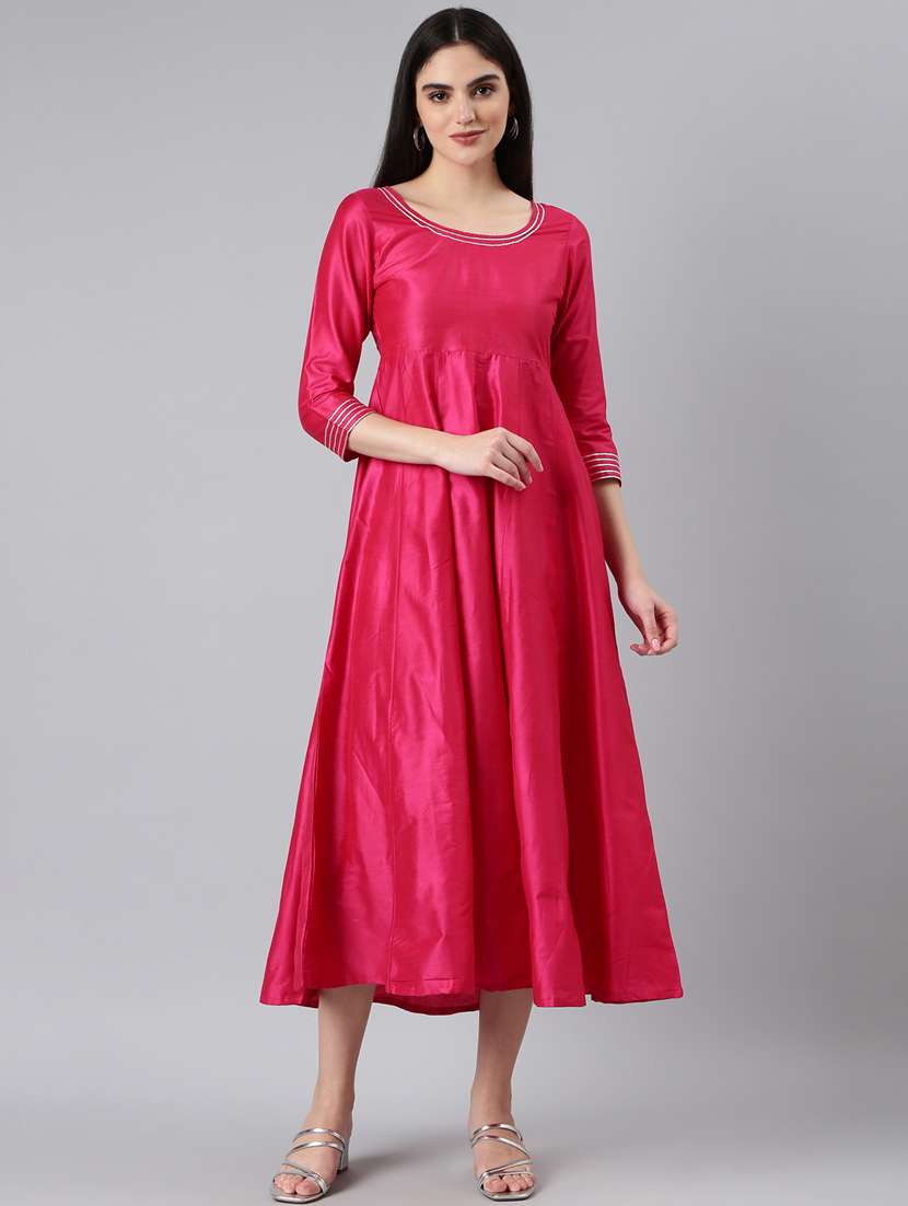 magenta gota work empire line ethnic dress - 20383375 -  Zoom Image - 0